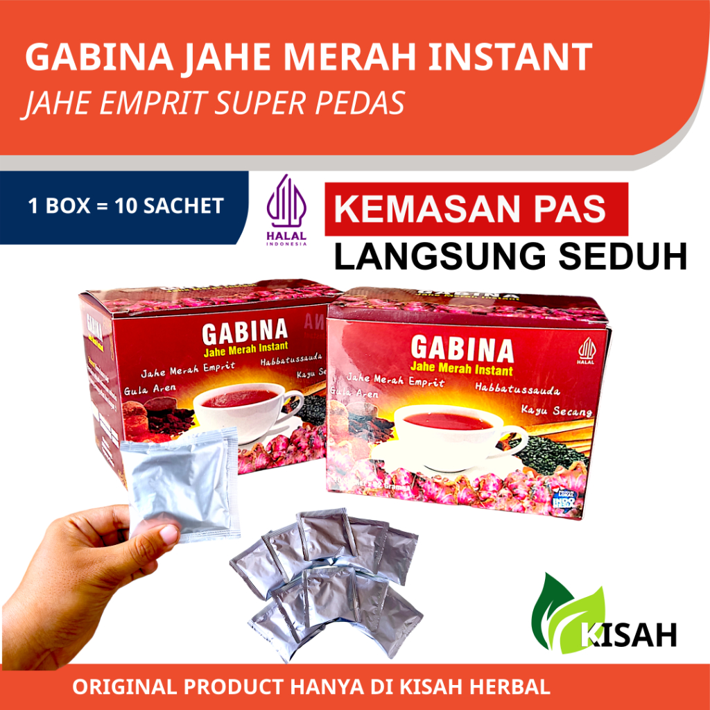 

GABINA Jahe Merah Emprit Gula Aren 10 Sachet - Jahe Merah Sachet Seduh Kemasan Pas