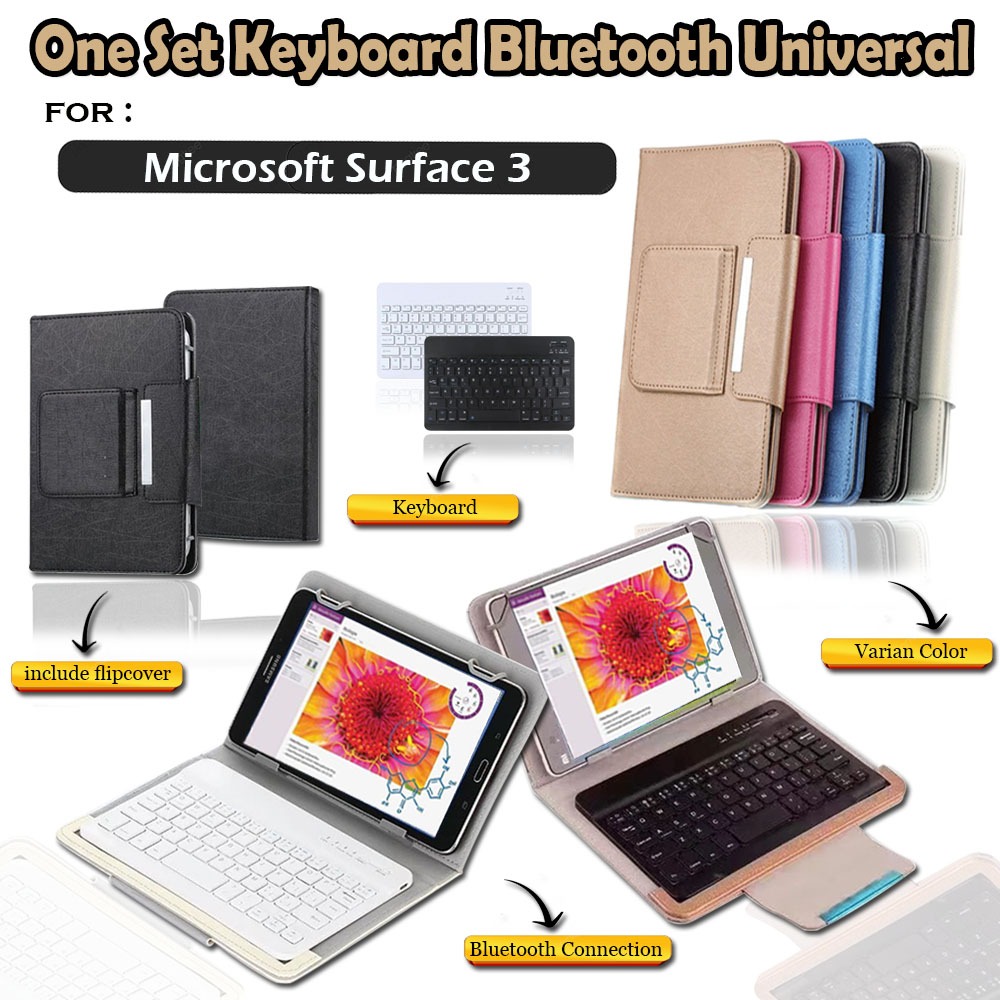 ( FREE STYLUS PENCIL ) MICROSOFT Surface 3 Leather Flip Book Cover Sarung Casing Casing Kulit Keyboa