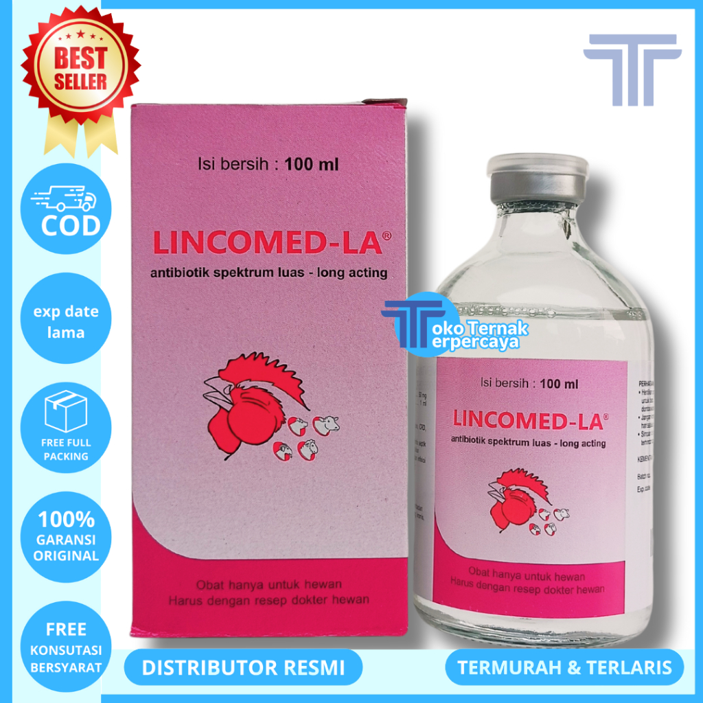LINCOMED LA 100ml - Obat Ayam Snot Pilek Cekres Ngorok CRD Ampuh - Obat Ayam Berak Hijau Ampuh