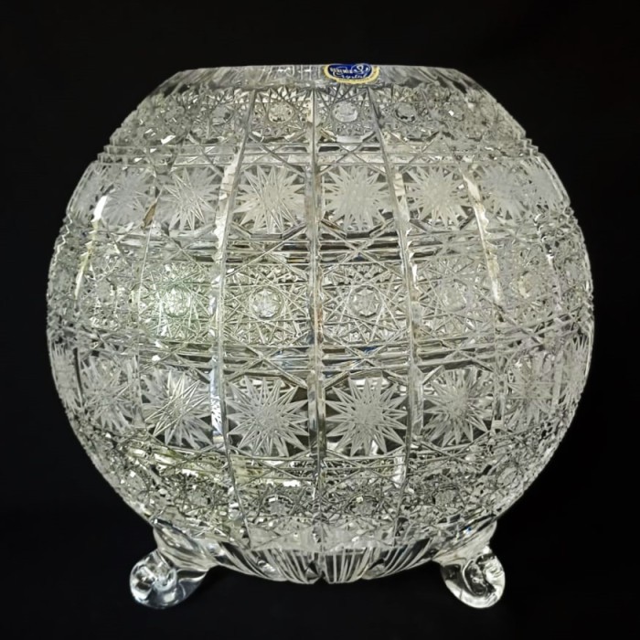 Bohemia Crystal 500PK Vase - Vas Bola Kaki Tiga Kristal - 100% authentic Made in Czech Republic