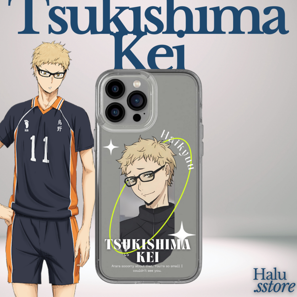 Case HP Custom Haikyuu Kei Tsukishima | Bisa Ganti Karakter / Anime Lain