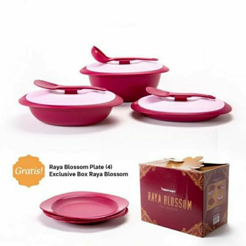SALE  RAYA BLOSSOM SET - Piring saji tupperware - tempat lauk nasi set dengan piring sendok dan tutu