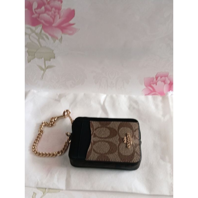 coach Zip Card Case / Gantungan Kunci Signature Original 100%
