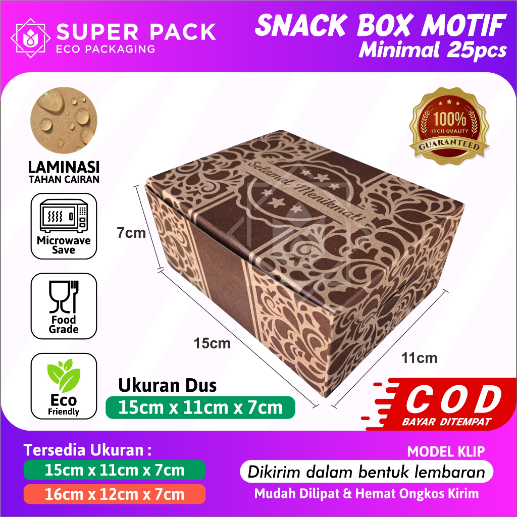 Dus Snack Box  Motif Batik Selamat Menikmati Kraft 290gsm Kotak Kue Fried Chicken box Snack Hajatan