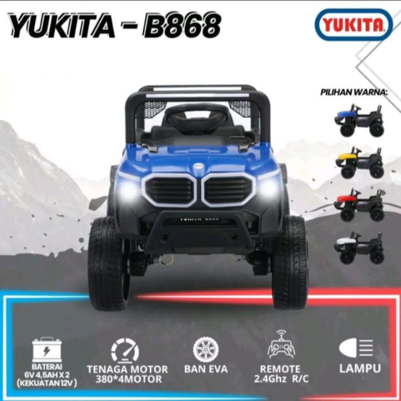 Mainan Mobil Aki Jeep Anak Yukita B868 Ban Karet - Kuning