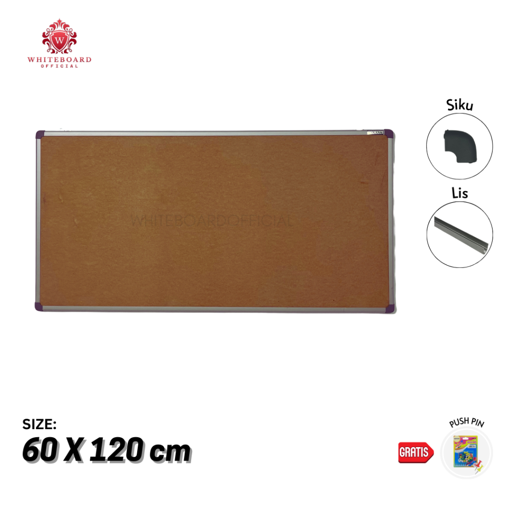 

Corkboard / Pin Board / Papan Memo / Papan Pengumuman / Papan Mading 60 x 120cm / Sakana