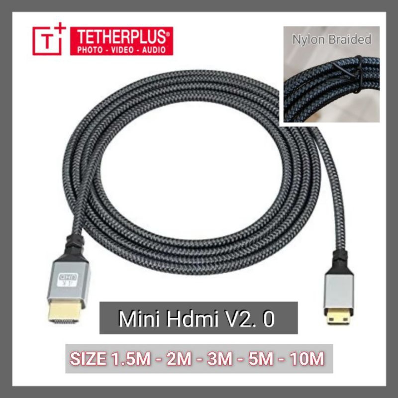 TetherPlus 5 Meter Kabel HDMI to Mini HDMI V2.0 Ultra 4K Full HD for Camcorder SLR camera
