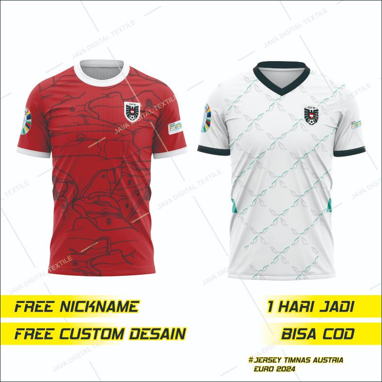 JERSEY BAJU TIMNAS AUSTRIA TERBARU EURO 2024 FULL PRINTING FREE NAMA DAN NOMOR PUNGGUNG