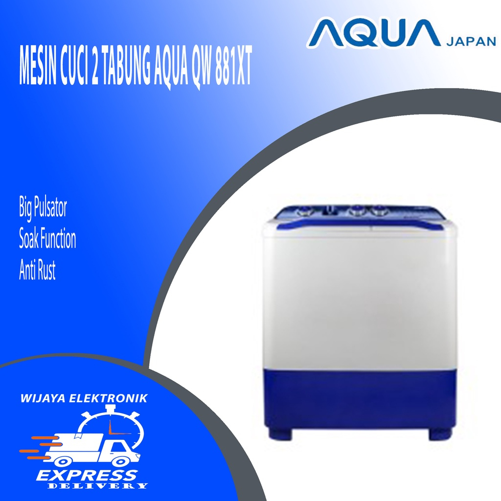 MESIN CUCI 2 TABUNG AQUA 8KG QW881XT