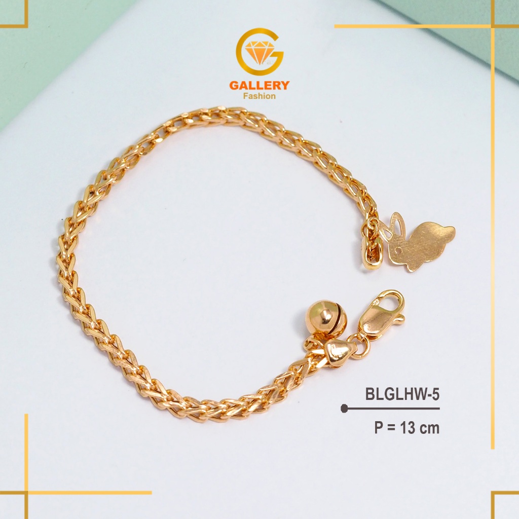 Gelang Rantai Anak Emas 8K Gold (375) Panjang 13 cm Liontin Kelinci Bintang BLGLHW5 BLGLHW4