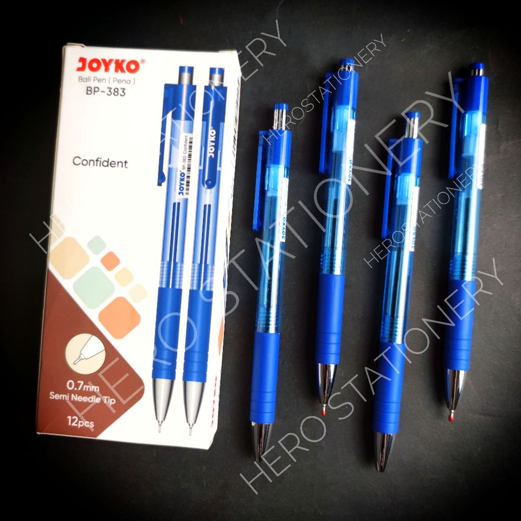 

Pen bolpen joyko confident retractable 0.7 mm BP-383 . 12 unit