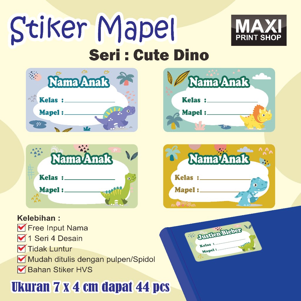 

MAXI PRINT - Cetak Label Buku Stiker Nama Custom, Print Stiker Mata Pelajaran Anak