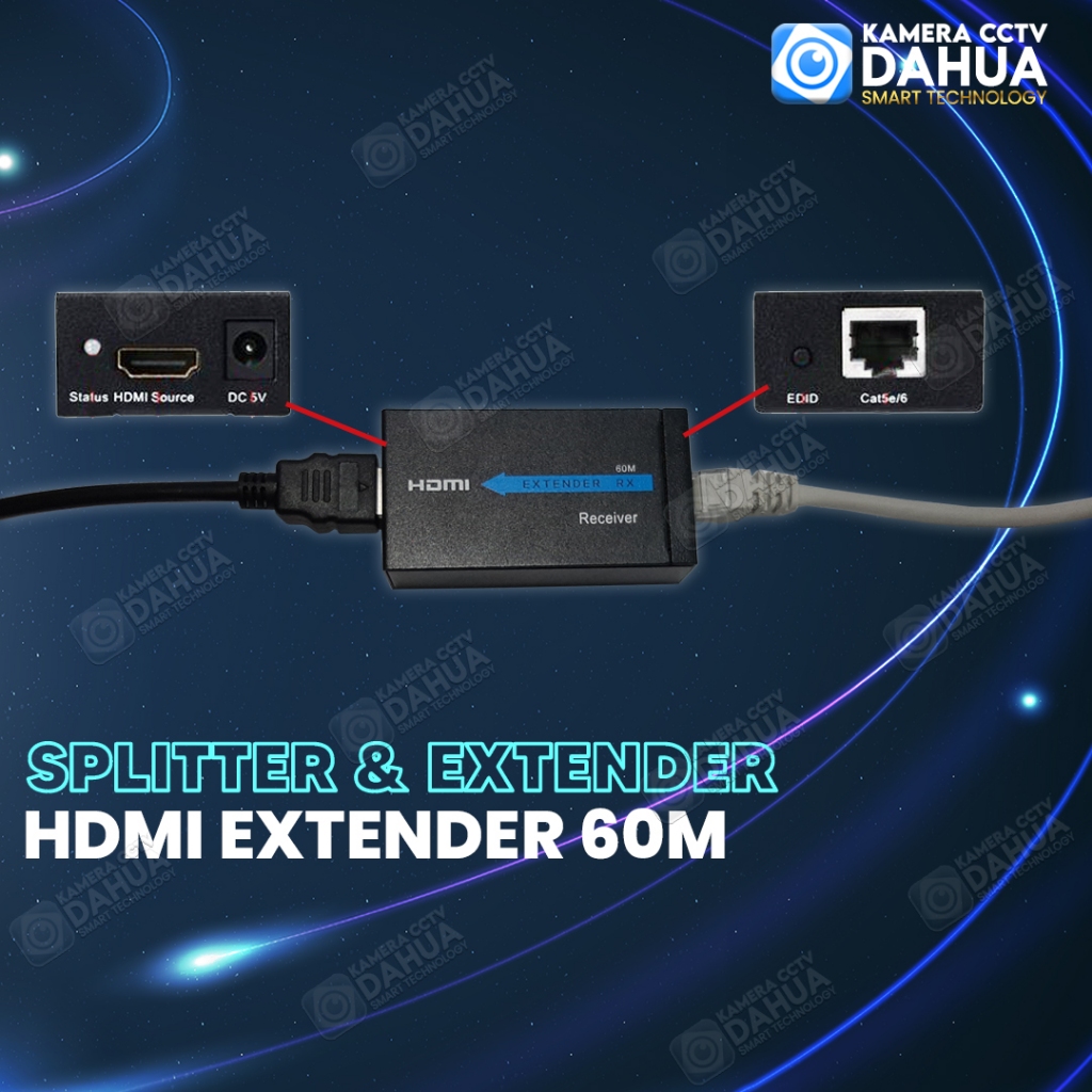 HDMI EXTENDER TO LAN CAT 5E KONEKTOR SAMBUNGAN HDMI 60 METER