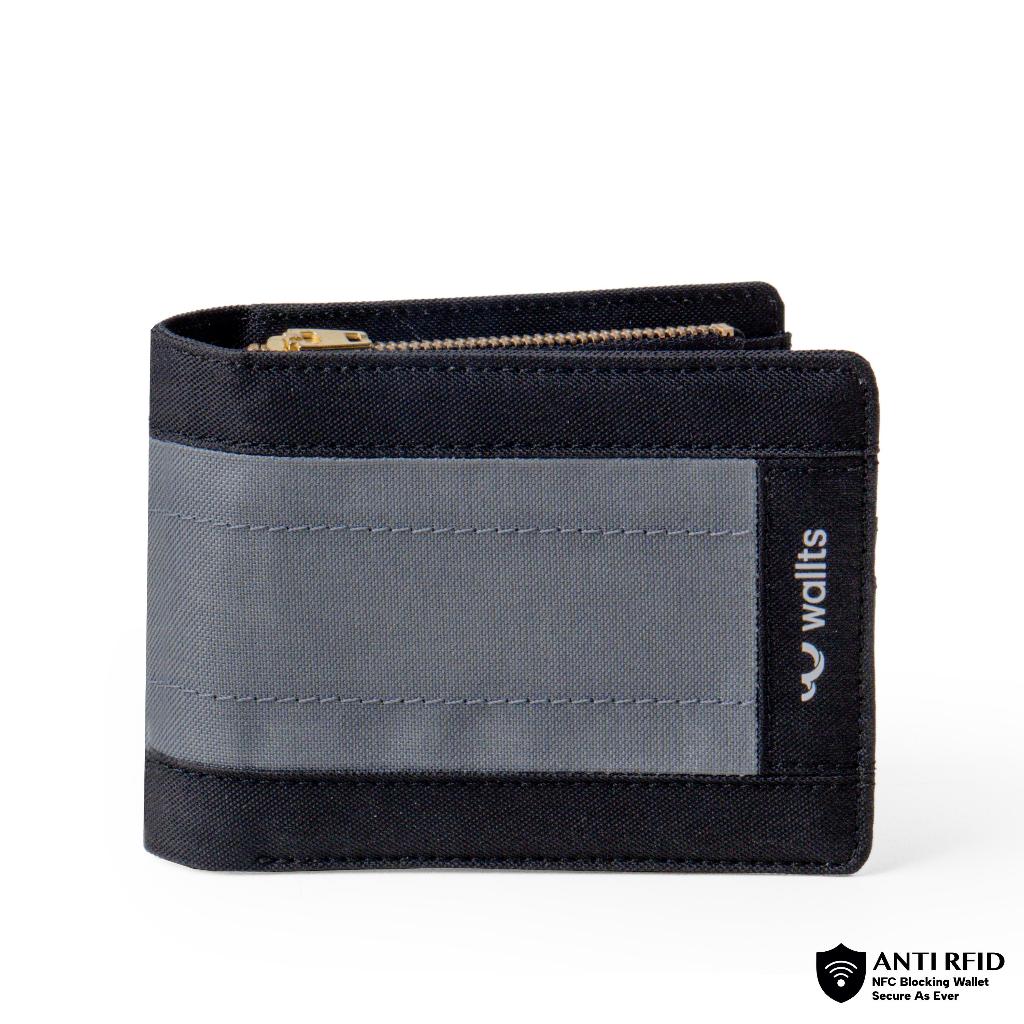 Wallts Ben Black Charcoal - Wallts Dompet Lipat Kanvas Pria Anti Air
