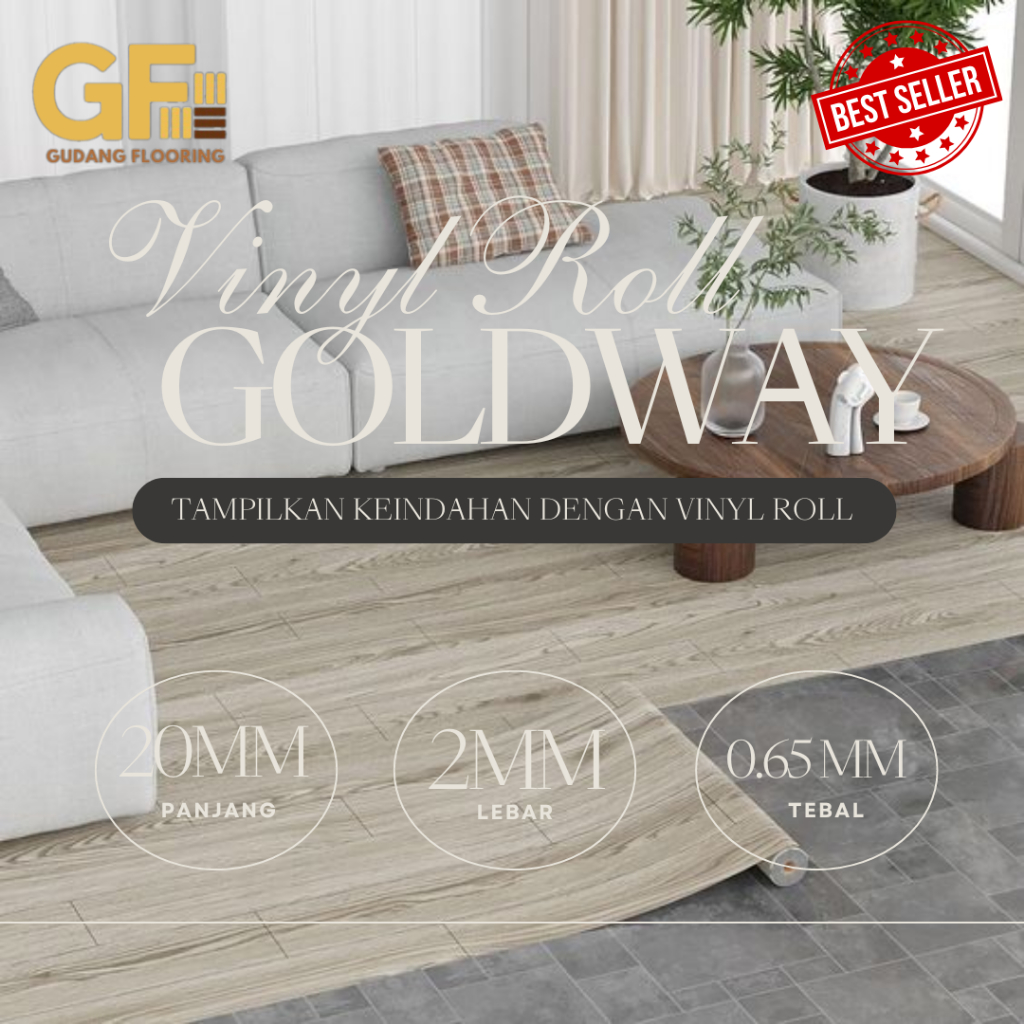 Karpet Roll / Karpet Lantai / Vinyl Lantai Motif Kayu Goldway Standard - Harga Per m2
