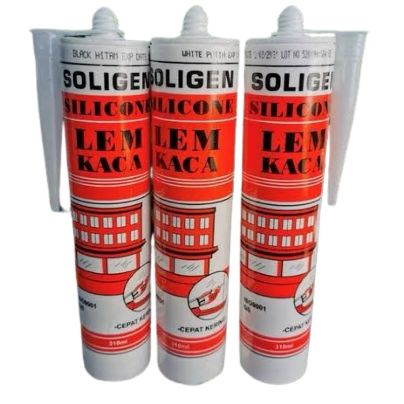 Lem SOLIGEN Kaca Sealant Botol 336 Gram/Lem Aquarium (Akuarium) Clear Hitam Putih/ Lem soligen Temba