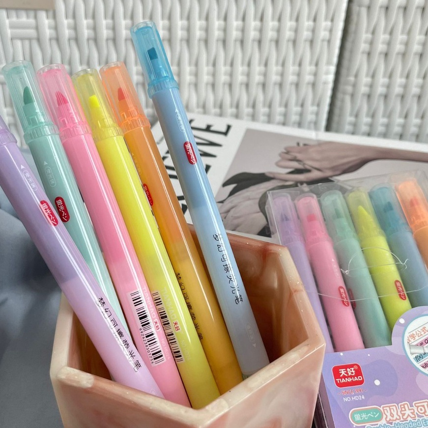 

KI3 HIGHLIGHTER 2 SISI 1 SET ISI 6 PCS BISA DIHAPUS 1PACK LENGKAP TERMURAH STABILO DUA SISI DAPAT 6 PIECES TAMPILAN ESTETIK BEST IMPORT QUALITY