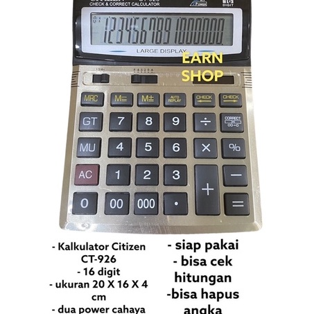 

Termurah Kalkulator Citizen BESAR CT 926 16 Digit Kalkulator Dagang Warung Besar Kalkulator MURAH GROSIR