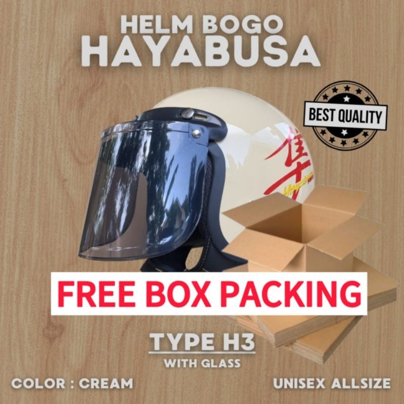 HELM BOGO HAYABUSA DEWASA (KACA DATAR) ORIGINAL SNI MURAH AMAN
