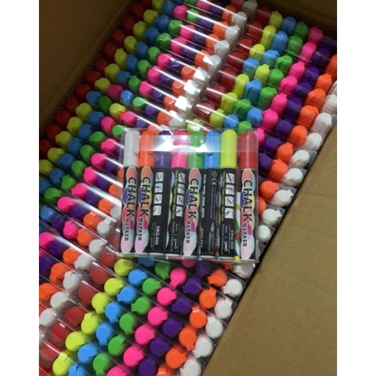 

Fluorecent chalk marker 8 warna kapur cair set d chalk merek magi
