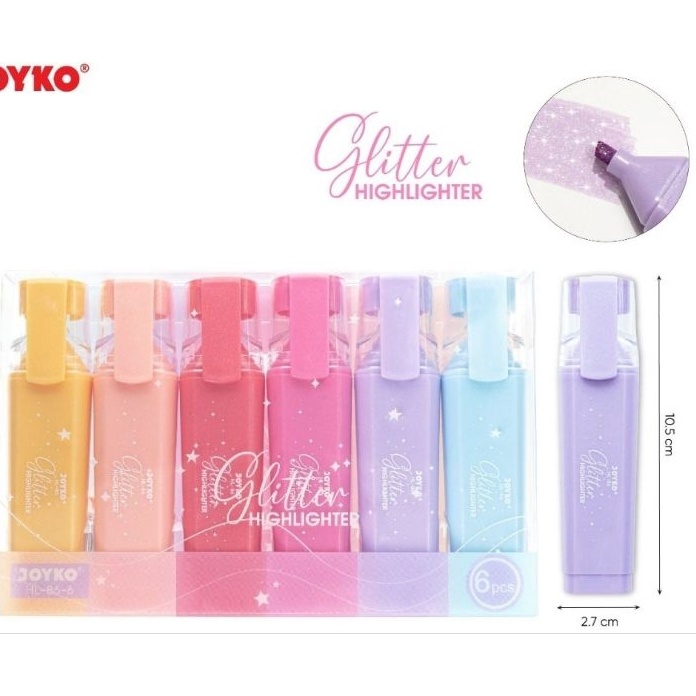

Cepat Highlighter Glitter Joyko HL866 Penanda Isi 6 Warna