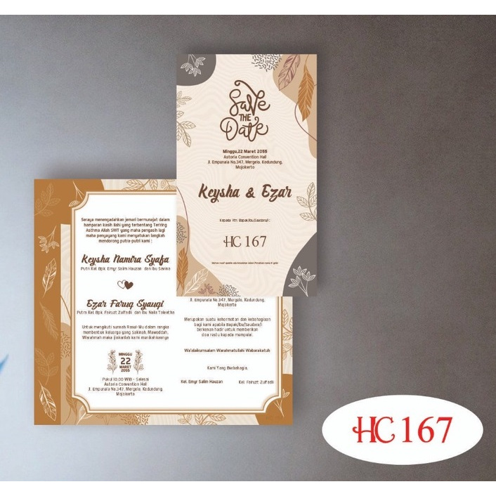 Blangko Kartu Undangan Pernikahan HC 167 Harga Murah