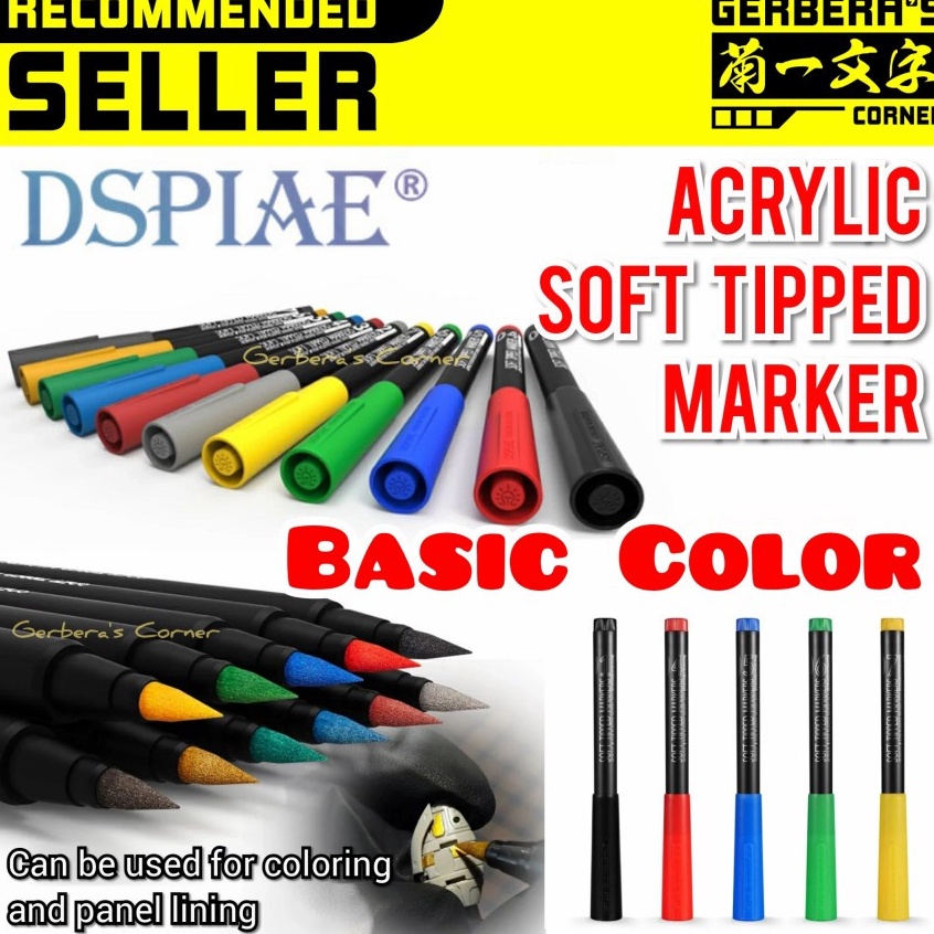 

Teknologi Terkini DSPIAE Soft Tipped Marker Acrylic Basic Color Panel Lining Marker