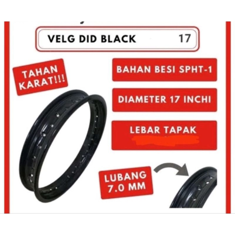DID HITAM 160-17 / 185-17 / 215-17. VELG RIM LINGKAR 160 185 215