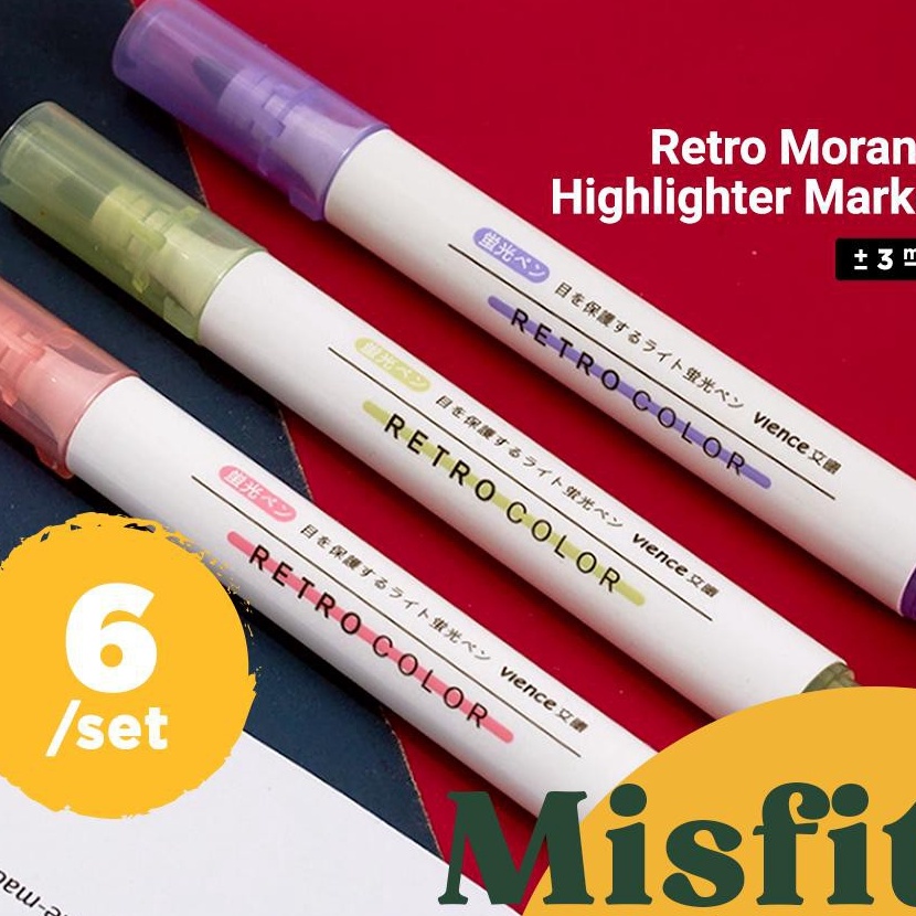 

Termurah Retro Morandi Highlighter Marker Set of 6