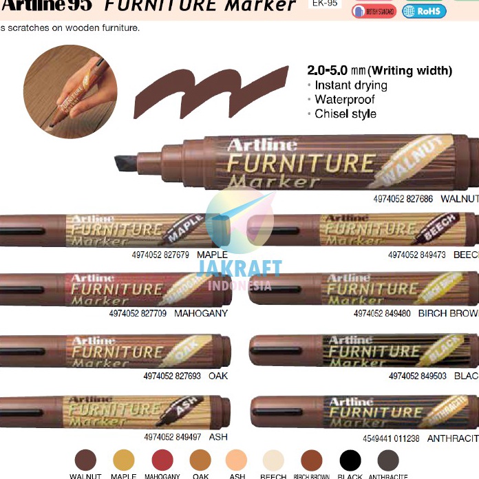

Terbatas 1 Pcs Spidol Permanen Motif Kayu ARTLINE Permanent Wooden Furniture Marker EK95 Anti Air