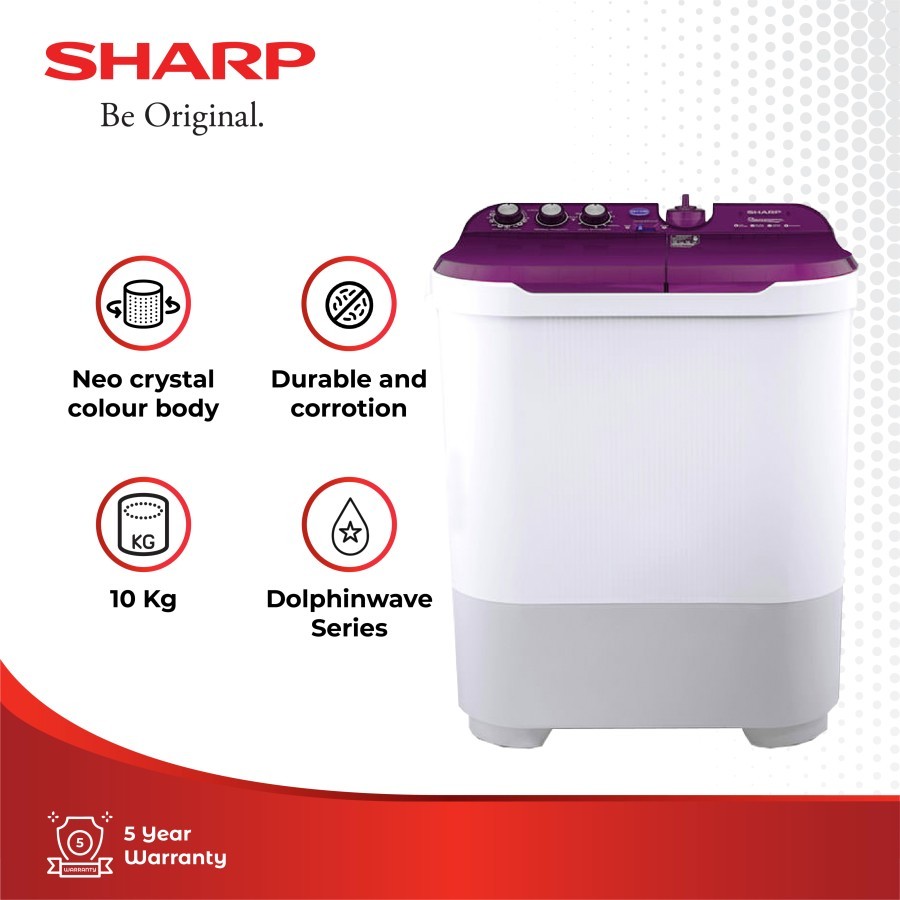 MESIN CUCI SHARP 10 KG EST 1090 2 TABUNG 10KG EST1090 ES-T1090
