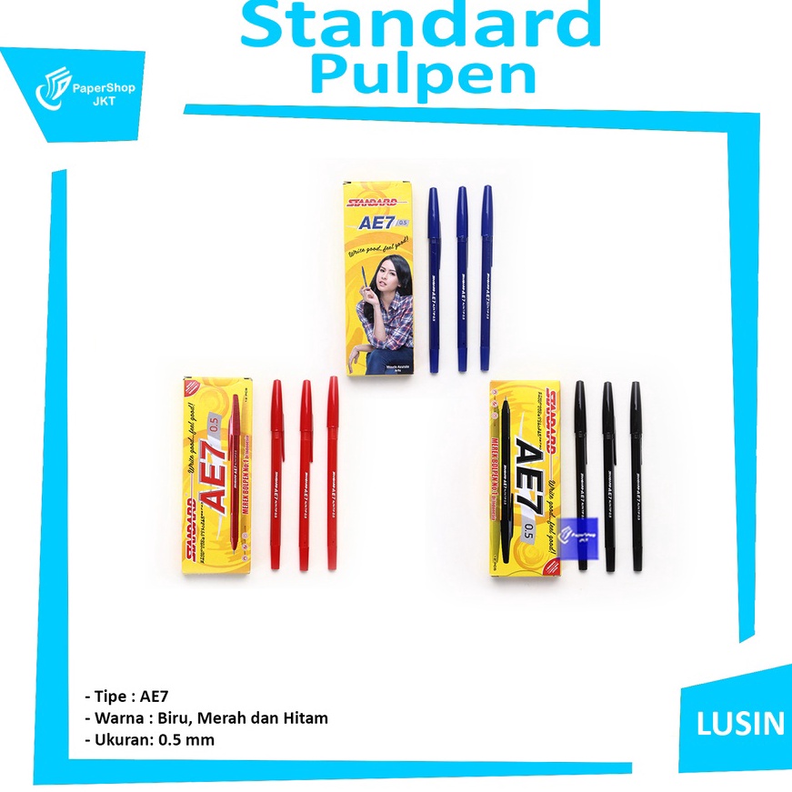 

Tawaran STANDARD Pulpen Bolpen Ball Point AE7 5mm Pen Lusin