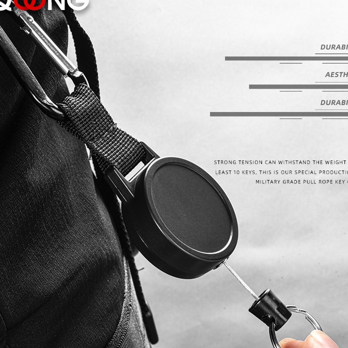 

FG2 Gantungan Kunci Retractable Carabiner Steel Wire ID Card Name Card