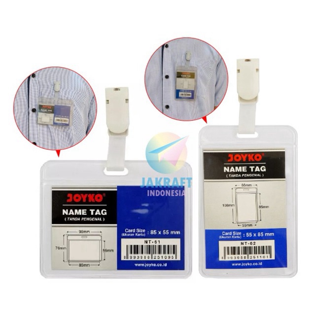 

PAKET HEMAT 1 Pcs Name Tag Bening JOYKO NT61 Tidur Berdiri NT62 Tempat ID Card Clear Holder