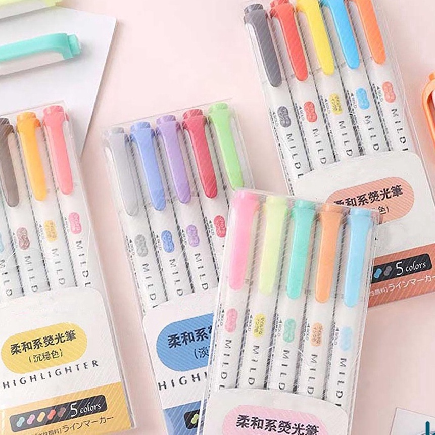 

KP8 Highlighter Penanda stabilo Pastel 1 Set 5Pcs 5Warna Penanda Berwarna Best Stationary