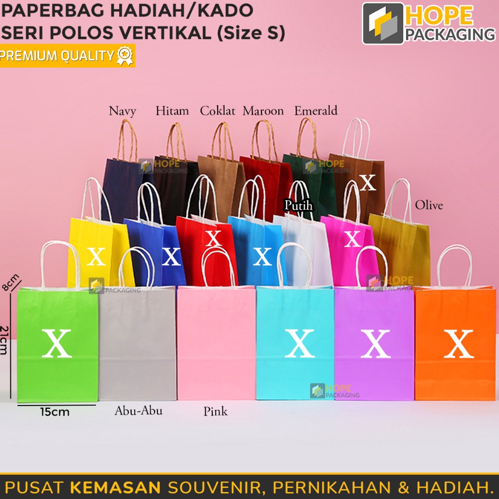 

SPESIAL AWAL TAHUN Harga 3 Pcs Paper Bag Polos Vertikal Kantong kertas Paper Bag Warna Ulang Tahun Souvenir HadiahKado