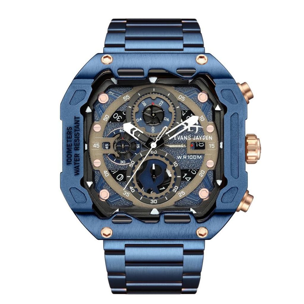 Jam Tangan Pria Evans Jayden 9596 Kaca Sapphire Choronograph Tanggal Aktif Garansi 1 Tahun Best Qual