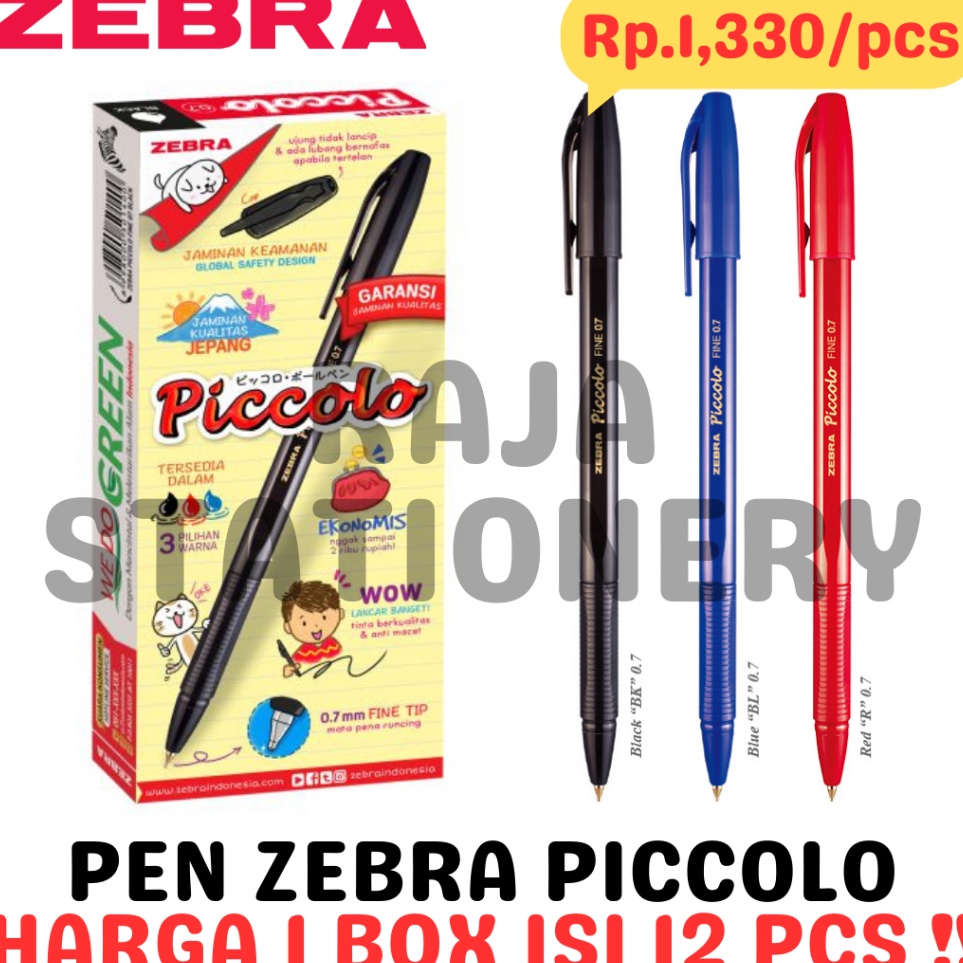 

ZEBRA PICCOLO BALL PEN 7 BLACK BLUE RED PULPEN PEN PICCOLO ZEBRA HITAM BIRU MERAH 12PCS