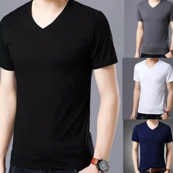Pusat Termurah  KAOS POLOS VNECK PRIA BAHAN COMBED TSHIRT VNECK PRIA LENGAN PENDEK KAOS OBLONG VNECK