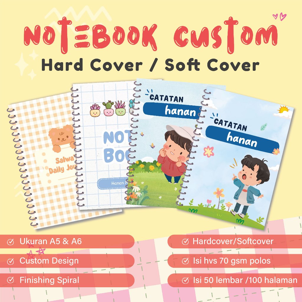 

NOTEBOOK A5 SPIRAL CUSTOM NAMA GAMBAR FOTO BUKU AGENDA / DIARY BOOK