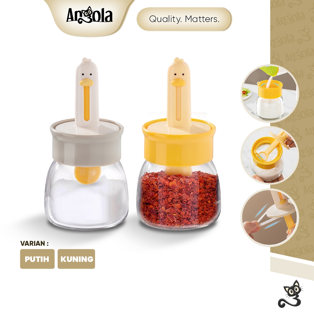 ANGOLA Wadah Bumbu Dapur Dengan Sendok Takar E10 Tempat Bumbu Dapur Botol Kaca