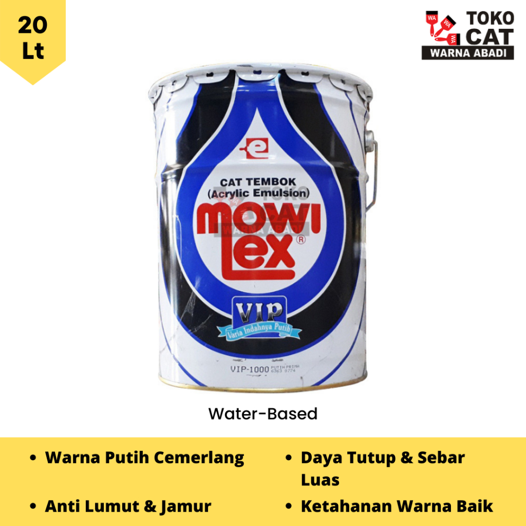 CAT TEMBOK MOWILEX INTERIOR 20 LITER WARNA E1000 PUTIH PRIMA