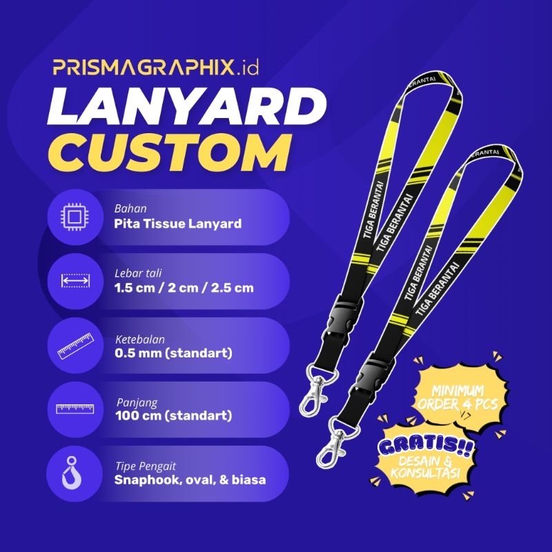 LANYARD CUSTOM 2 Sisi (1.5cm, 2cm, 2.5cm)