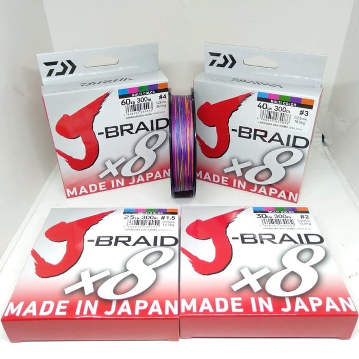 Senar PE DAIWA J-Braid X8 300M | 20 s/d 100 Lbs | Multi Color | Senar PE