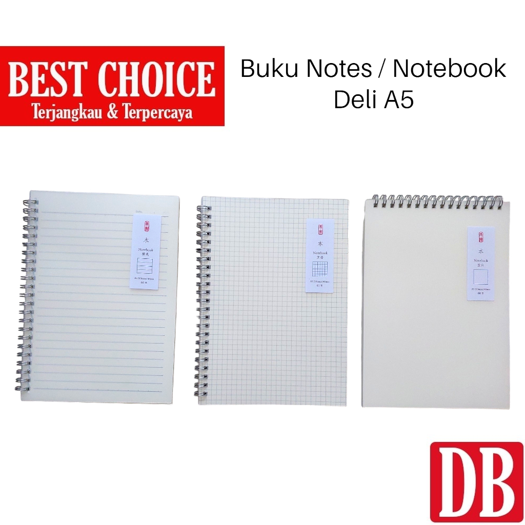 

Spiral Notebook / Buku Notes Spiral A5 Deli Cover PP Transparant Waterproof (1pcs)