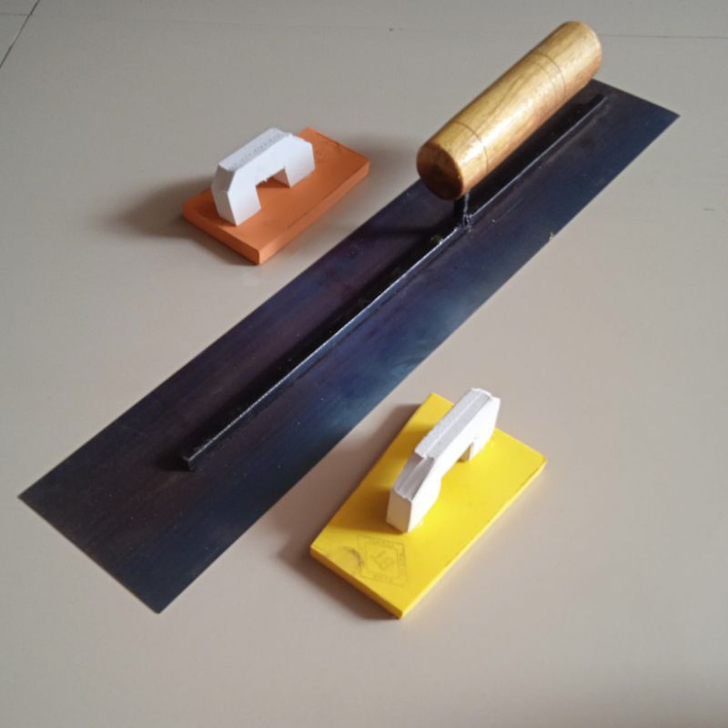 Raskam Roskam 50cm Plat biru Baja Karbon -Trowel Epoxy Alat Acian Tembok Finishing Plat malaysia Mur