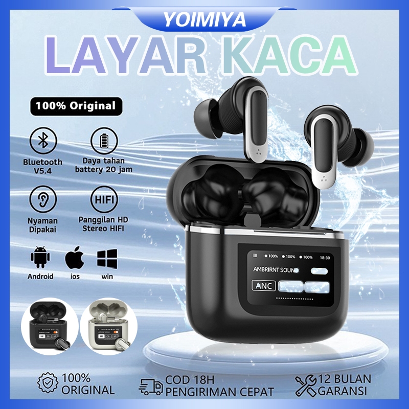 【✅ COD】Headset Bluetooth T2 Layar Sentuh ANC TWS HIFI Stereo IPX6 Kualitas Terbaik untuk Gaming..