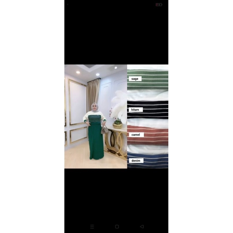 DRESS SEPAN KOMBINASI PUTIH SALUR MAXY GAMIS IMPORT