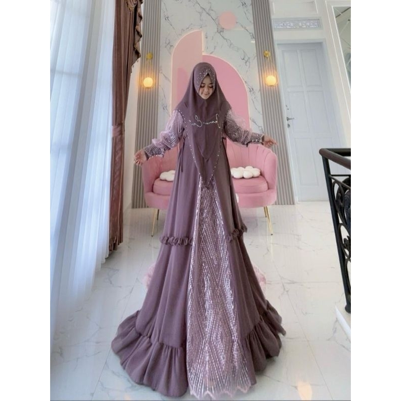 Adreena gamis syar'i premium brokat terbaru