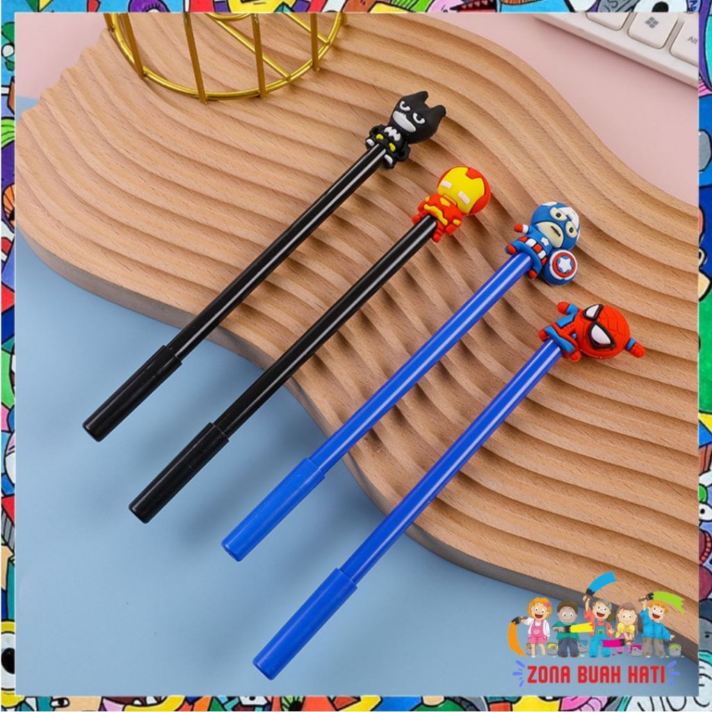 

ZBH Pena Karakter SuperHero Gel Pulpen Karakter Pen Tinta Gel Lucu Alat Tulis Karakter Superhero 3D Murah